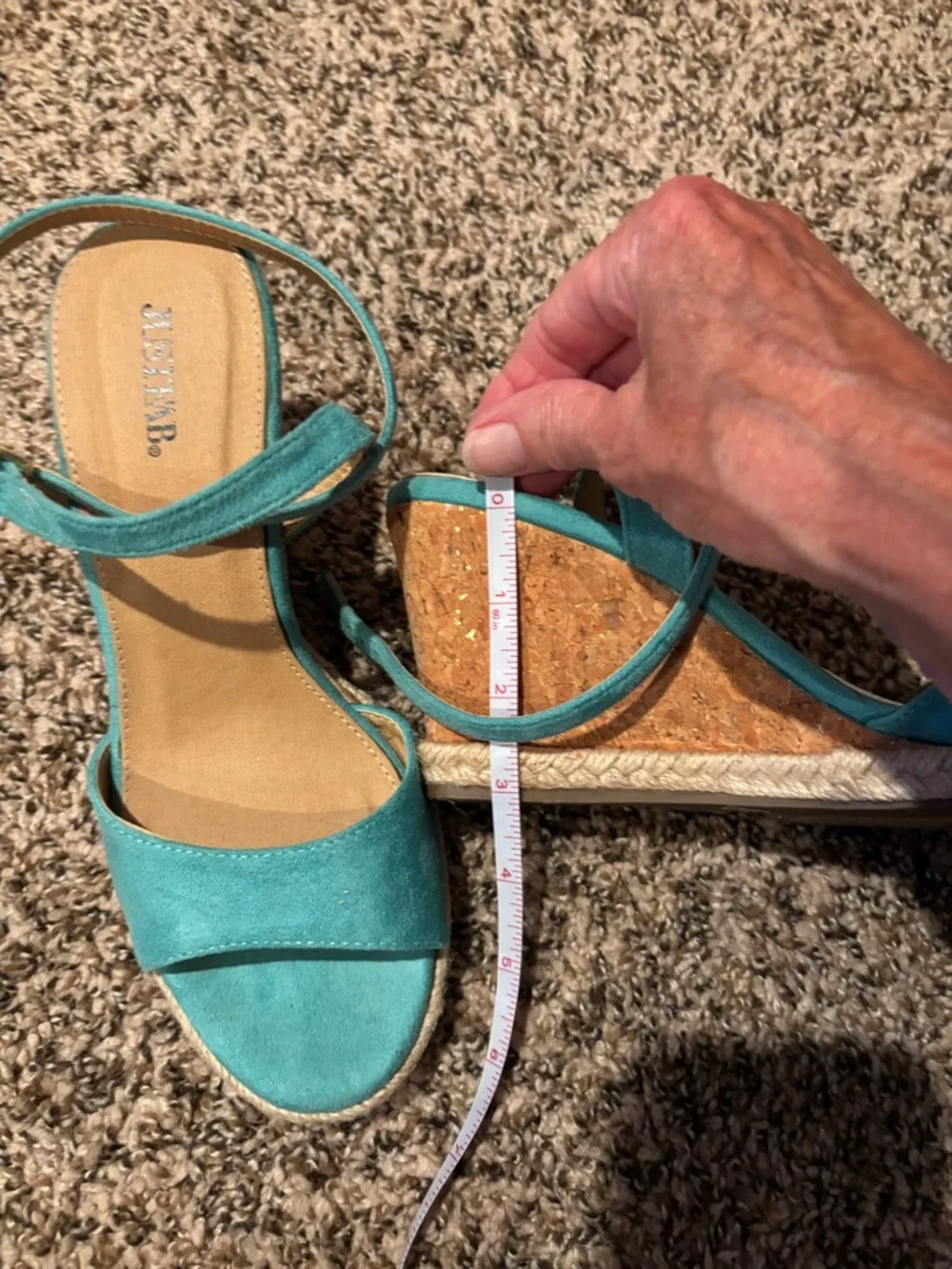 JustFab Turquoise Suede Espadrille Wedge Sandals